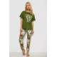Женская пижама с принтом, цвет зеленый, 243R15247