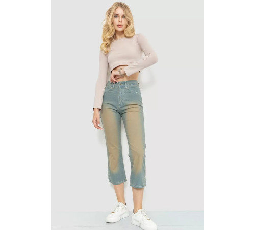 Капрі жіночі з потертостями, колір синьо-коричневий, 201R628-1