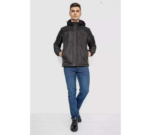 Куртка чоловіча демісезонна з капюшоном, колір чорний, 214R61035
