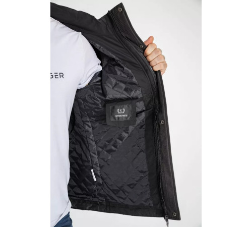 Куртка чоловіча демісезонна з капюшоном, колір чорний, 214R61035