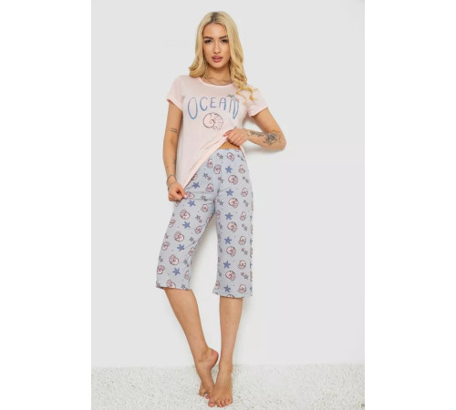 Женская пижама с принтом, цвет розовый, 243R7132