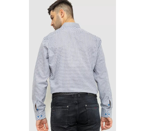 Рубашка мужская в клеке байковая, цвет серо-белый, 214R39-33-007.