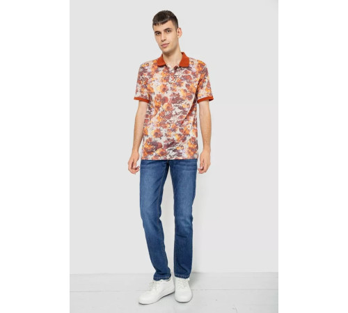 Поло чоловіче з принтом, колір теракотовий, 247R308