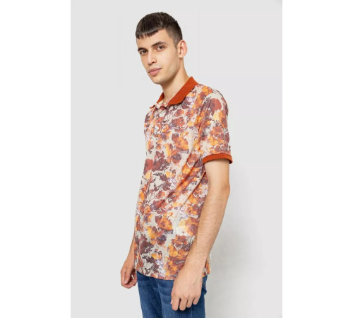 Поло чоловіче з принтом, колір теракотовий, 247R308
