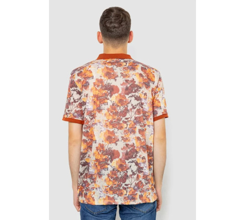 Поло чоловіче з принтом, колір теракотовий, 247R308