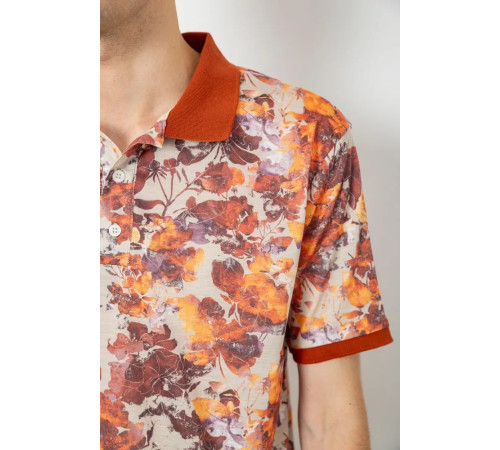 Поло чоловіче з принтом, колір теракотовий, 247R308