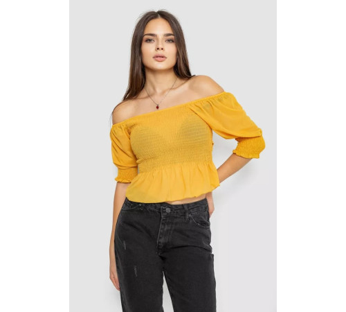 Топ жіночий однотонний, колір гірчичний, 244R254-5