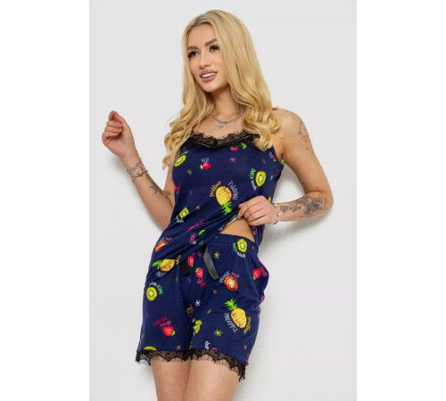 Піжама жіноча з принтом, колір синій, 243R2123