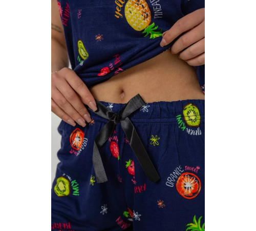 Піжама жіноча з принтом, колір синій, 243R2123