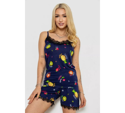 Піжама жіноча з принтом, колір синій, 243R2123