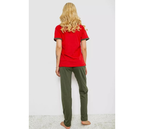 Женская пижама с принтом, цвет красный, 243R20265