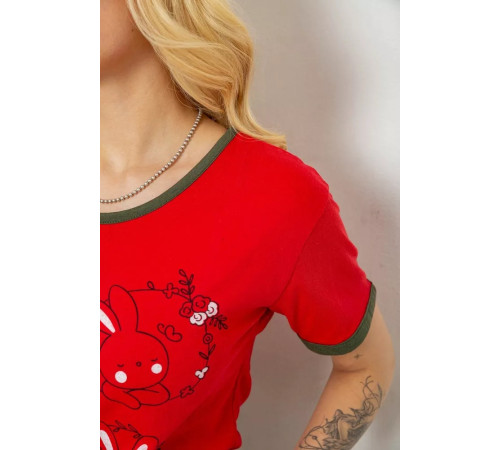 Женская пижама с принтом, цвет красный, 243R20265