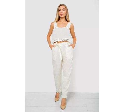 Брюки женские летние на манжете, цвет молочный, 244R350