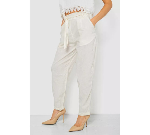 Брюки женские летние на манжете, цвет молочный, 244R350