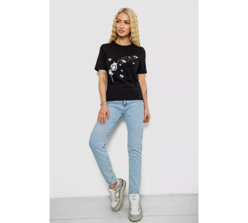 Футболка жіноча з принтом, колір чорний, 241R1828