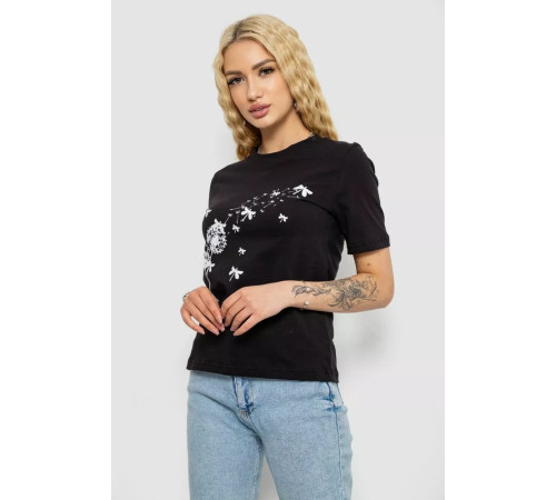 Футболка жіноча з принтом, колір чорний, 241R1828
