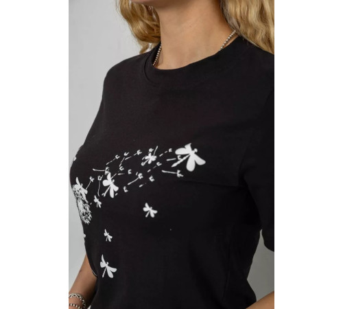 Футболка жіноча з принтом, колір чорний, 241R1828