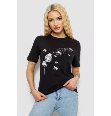 Футболка жіноча з принтом, колір чорний, 241R1828