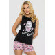 Піжама жіноча з принтом, колір чорний, 243R24498