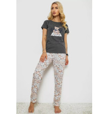 Женская пижама с принтом, цвет серый, 243R3576