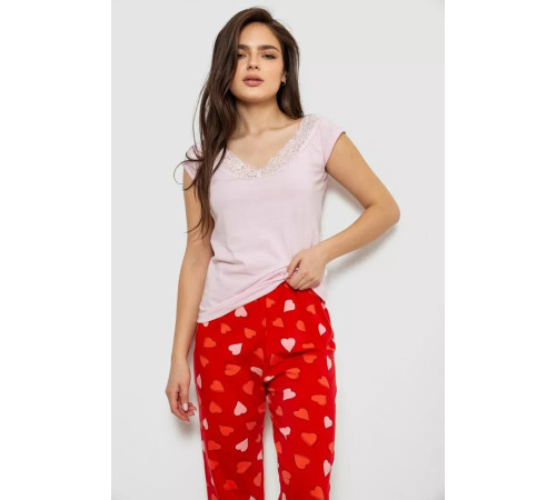 Піжама жіноча, колір рожевий, 243R1484-025