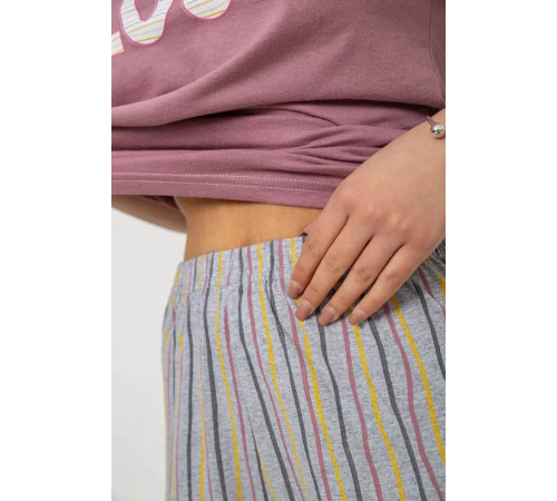 Піжама жіноча з принтом, колір темно-пудровий, 243R9257