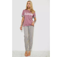 Піжама жіноча з принтом, колір темно-пудровий, 243R9257