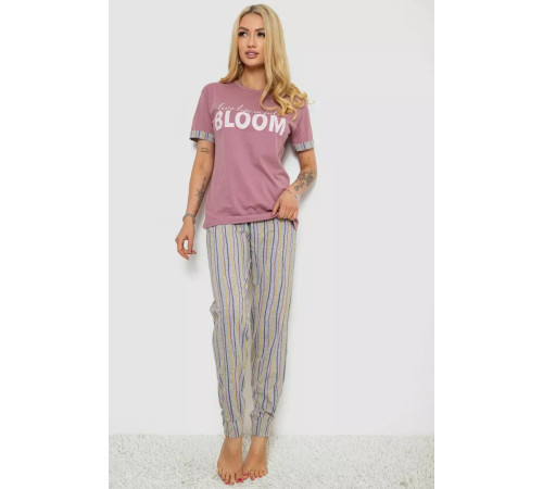 Піжама жіноча з принтом, колір темно-пудровий, 243R9257