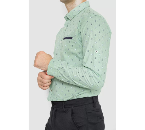 Сорочка чоловіча котонова повсякденна, колір зелений, 247R416