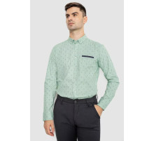 Рубашка мужская котоновая повседневная, цвет зеленый, 247R416
