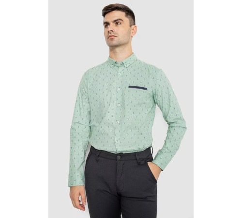 Сорочка чоловіча котонова повсякденна, колір зелений, 247R416