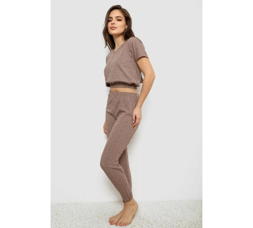Піжама жіноча з принтом, колір мокко, 243RK2026