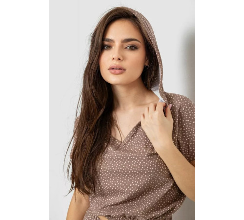 Піжама жіноча з принтом, колір мокко, 243RK2026