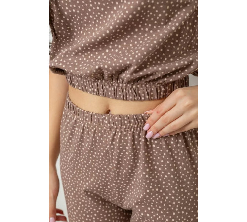 Піжама жіноча з принтом, колір мокко, 243RK2026