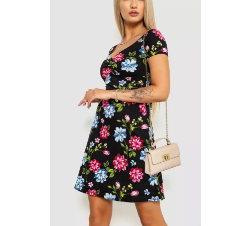 Сукня з повсякденним принтом, колір чорно-червоний, 244R284