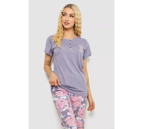 Піжама жіноча з принтом, колір бузковий, 243R10250