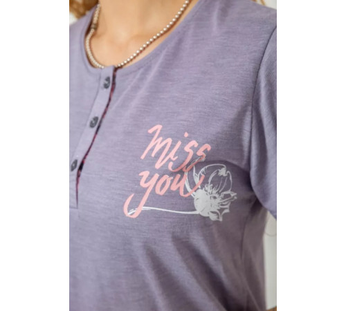 Піжама жіноча з принтом, колір бузковий, 243R10250