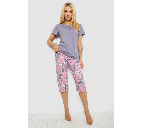 Піжама жіноча з принтом, колір бузковий, 243R10250