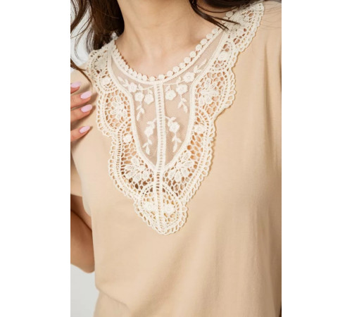 Піжама жіноча з принтом, колір бежевий, 243R1600-019