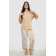 Піжама жіноча з принтом, колір бежевий, 243R1600-019