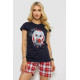 Женская пижама с принтом, цвет синий, 243R3247