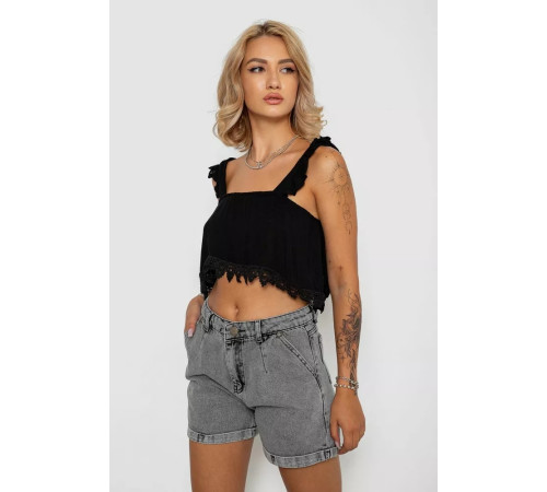 Топ женский однотонный, цвет черный, 244R313