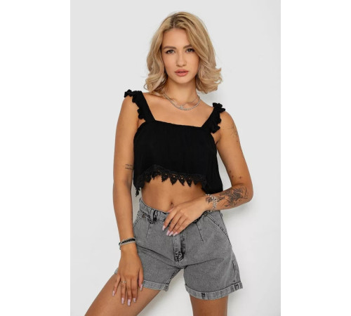 Топ женский однотонный, цвет черный, 244R313