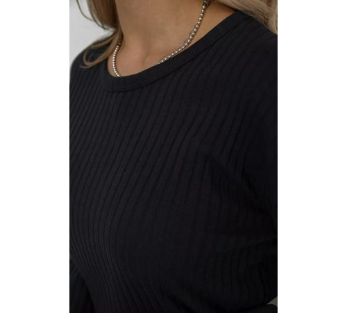 Костюм жіночий в рубчик повсякденний, колір чорний, 238R57415