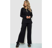 Костюм жіночий в рубчик повсякденний, колір чорний, 238R57415