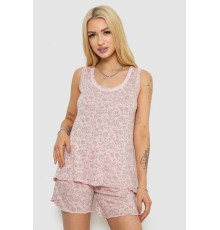 Піжама жіноча з принтом, колір персиковий, 243R5713
