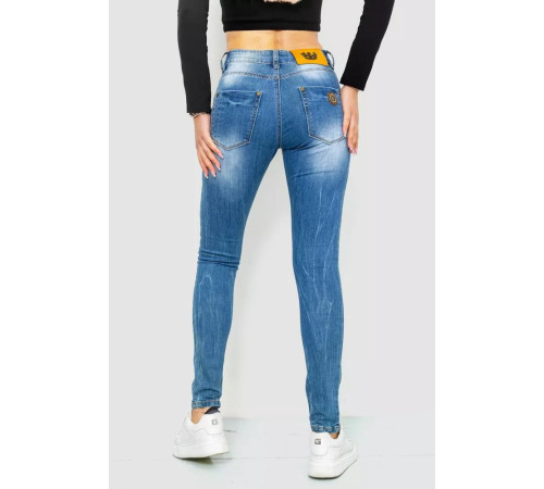 Джинсы женские с потертостями, цвет синий, 244RS07