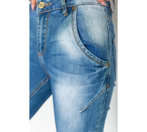 Джинсы женские с потертостями, цвет синий, 244RS07