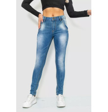 Джинсы женские с потертостями, цвет синий, 244RS07