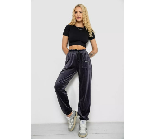 Спортивні штани жіночі велюрові, колір темно-сірий, 238R58647-2